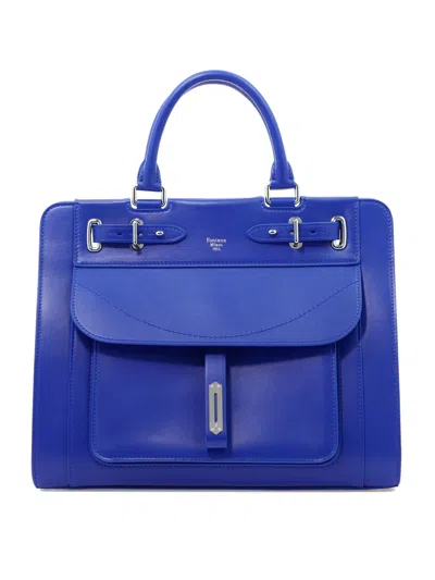 Fontana Milano 1915 Blue Leather Handbag For Women With Top-handle 