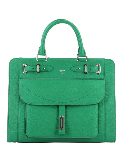 Fontana Milano 1915 Green Leather Top-handle Handbag In Burgundy