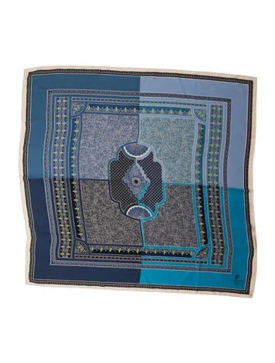 Pre-owned Fontana Milano 1915 Silk Printed Scarf In Blue