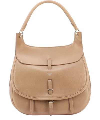 Fontana Milano 1915 Stylish Brown Shoulder Handbag For Women With No Shoulder Strap In Gold