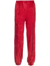 Foo And Foo Zip-detail Cotton Straight-leg Trousers In Red