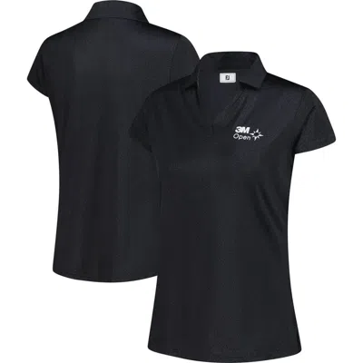 Footjoy Black 3m Open Cap Sleeve Printed Polo