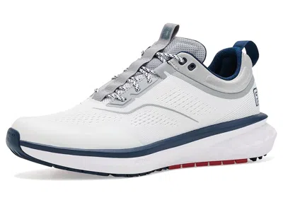 Footjoy Fj Quantum Men's Shoes White/navy/red: 10 Ee - Wide, Synthetic/textile In Multi