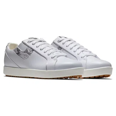 Footjoy Links Ftj98185 Women's Us 9.5 White Leather Spikeless Golf Shoes Rhs2073