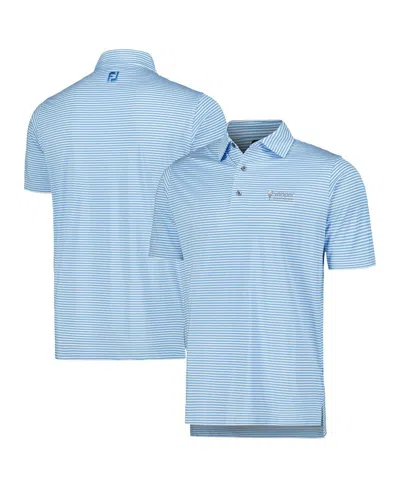 Footjoy Men's Light Blue Valspar Championship Micro Feeder Stripe Lisle Prodry Polo