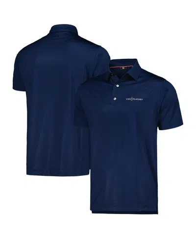 Footjoy Men's Navy The Players Tonal Triangle Print Lisle Prodryâ Polo In Blue