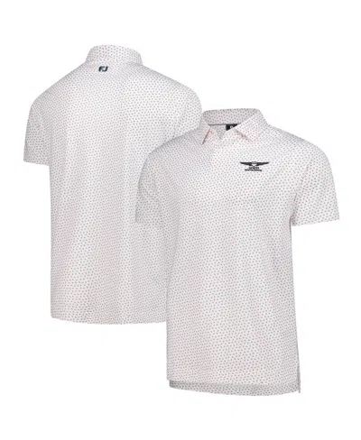 Footjoy Men's White Genesis Invitational Prodry Bounce Print Stretch Pique Polo Shirt