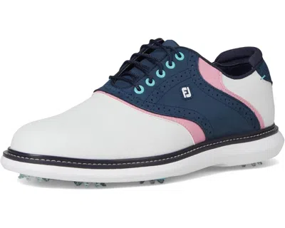 Footjoy New Wave Traditions 57959 Mens White Blue Pink Spiked Golf Shoes Tf7757