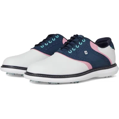 Footjoy New Wave Traditions 57959 White Blue Spiked Golf Shoes Rhs6945