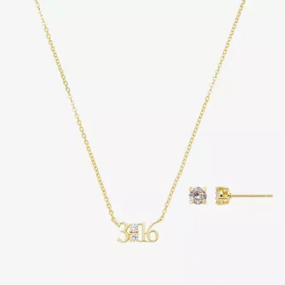 Footnotes Bible Verse John 3:16 Womens Cubic Zirconia 14k Gold Over Brass 2-pc. Jewelry Set