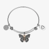 Footnotes Brave Womens Stainless Steel Butterfly Bangle Bracelet In Transparent