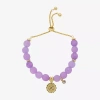 Footnotes Charm Beaded Womens Purple Amethyst 10k Gold Over Brass Infinity Bolo Bracelet In Transparent