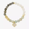 Footnotes Charm Stretch Womens Multi Color 10k Gold Over Brass Clover Beaded Bracelet In Transparent