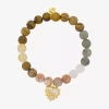 Footnotes Charm Stretch Womens Multi Color 10k Gold Over Brass Heart Beaded Bracelet In Gold