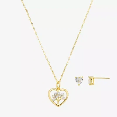 Footnotes Family Tree Of Life Womens Cubic Zirconia 14k Gold Over Brass Pure Silver Over Brass Heart 2-pc. Jew