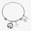 Footnotes Family Tree Womens Multi Color Crystal Stainless Steel Round Bangle Bracelet In Transparent