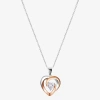 Footnotes Grandma Womens Cubic Zirconia Sterling Silver Heart 16 Inch Pendant Necklace In Transparent