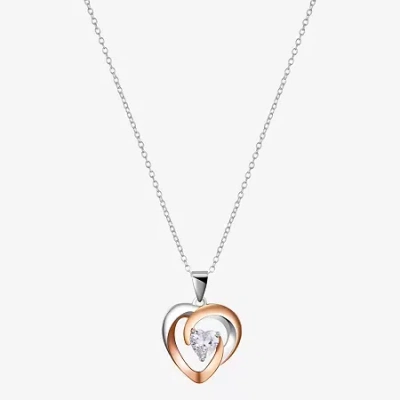Footnotes Grandma Womens Cubic Zirconia Sterling Silver Heart 16 Inch Pendant Necklace In Transparent