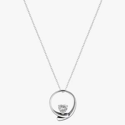Footnotes Grandmothers Love Womens Cubic Zirconia Sterling Silver Round 16 Inch Pendant Necklace In Transparent