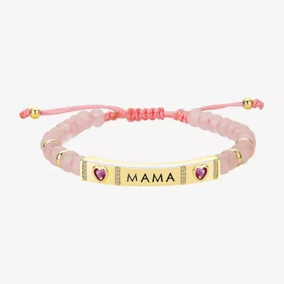 Footnotes Mama Womens Cubic Zirconia 10k Gold Over Brass Heart Bolo Bracelet In Transparent