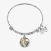 Footnotes Mom Womens Crystal Stainless Steel Heart Bangle Bracelet In Metallic