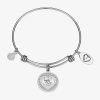 Footnotes Mom Womens Crystal Stainless Steel Round Bangle Bracelet In Silver