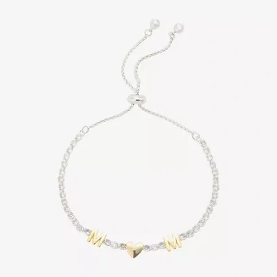 Footnotes Mom Womens Cubic Zirconia 14k Gold Over Brass Heart Bolo Bracelet