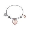 Footnotes Mom Womens Cubic Zirconia Stainless Steel Heart Bangle Bracelet In Transparent