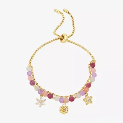 Footnotes Mom Womens Purple Quartz 14k Gold Over Brass Flower Bolo Bracelet In Yellow