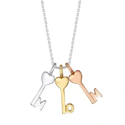 Footnotes Mom Womens Sterling Silver Heart Keys 16 Inch Pendant Necklace