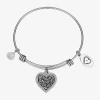 Footnotes Mother & Daughter Womens Crystal Stainless Steel Heart Bangle Bracelet In Transparent