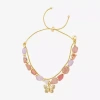 Footnotes Multi Strand Charm Beaded Womens Multi Color 10k Gold Over Brass Butterfly Bolo Bracelet In Transparent