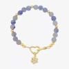 Footnotes Paw Charm Beaded Womens Blue Sodalite 10k Gold Over Brass Beaded Bracelet In Transparent
