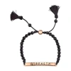 Footnotes Rose Gold Plate Over Brass Womens Agate Cord Bracelet In Black