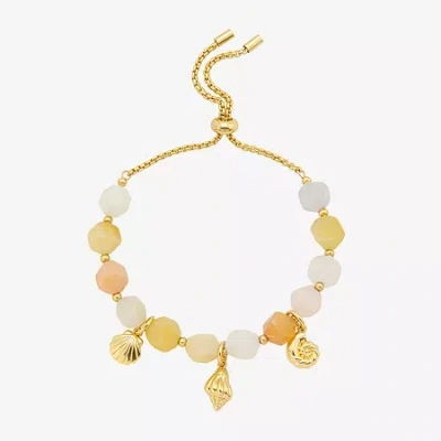 Footnotes Seashells Charm Womens Champagne Aventurine 14k Gold Over Brass Bolo Bracelet In Yellow