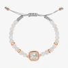 Footnotes Shaker Elephant Womens Cubic Zirconia 14k Rose Gold Over Brass Bolo Bracelet In White