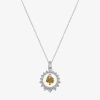 Footnotes Tree Charm Womens Cubic Zirconia Sterling Silver Round 16 Inch Pendant Necklace In Transparent