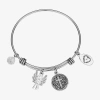 Footnotes Womens Crystal Stainless Steel Angel Cross Bangle Bracelet In Transparent