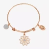 Footnotes Womens Crystal Stainless Steel Flower Bangle Bracelet In Gold
