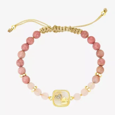 Footnotes Womens Cubic Zirconia 10k Gold Over Brass Heart Bolo Bracelet In Transparent