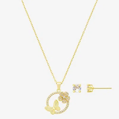 Footnotes Womens Cubic Zirconia Butterfly 2-pc. Necklace Set In White