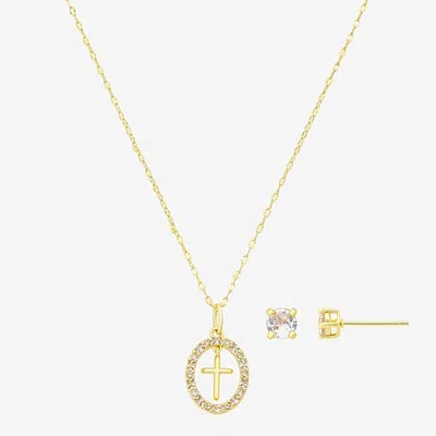Footnotes Womens Cubic Zirconia Cross 2-pc. Necklace Set In Transparent