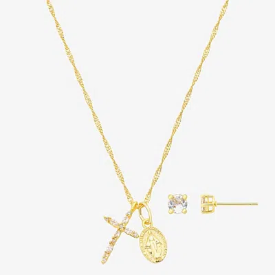 Footnotes Womens Cubic Zirconia Cross 3-pc. Necklace Set In Red