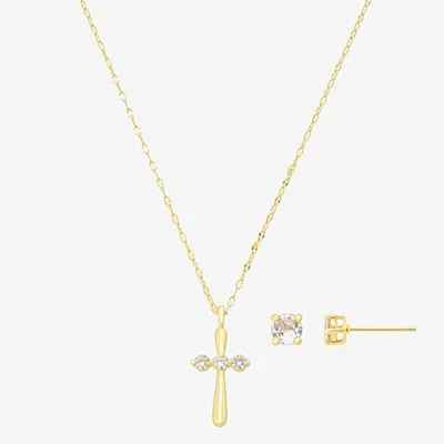 Footnotes Womens Cubic Zirconia Cross 3-pc. Necklace Set In Transparent