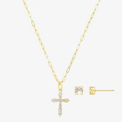 Footnotes Womens Cubic Zirconia Cross 3-pc. Necklace Set In Yellow