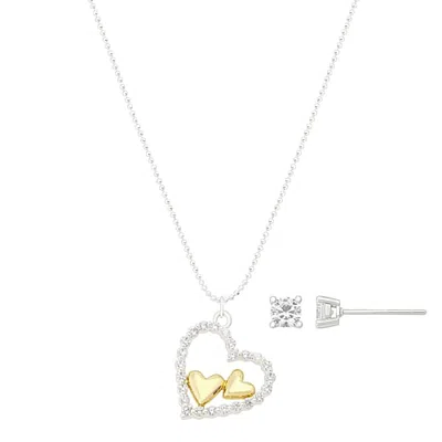 Footnotes Womens Cubic Zirconia Heart 3-pc. Necklace Set In Yellow