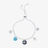 Footnotes Womens Cubic Zirconia Pure Silver Over Brass Heart Star Charm Bracelet In Silver