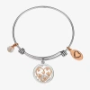 Footnotes Womens Cubic Zirconia Stainless Steel Heart Bangle Bracelet In Transparent