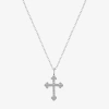 Footnotes Womens Cubic Zirconia Sterling Silver Cross 16 Inch Pendant Necklace In Transparent