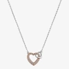 Footnotes Womens Cubic Zirconia Sterling Silver Heart 16 Inch Pendant Necklace In Transparent